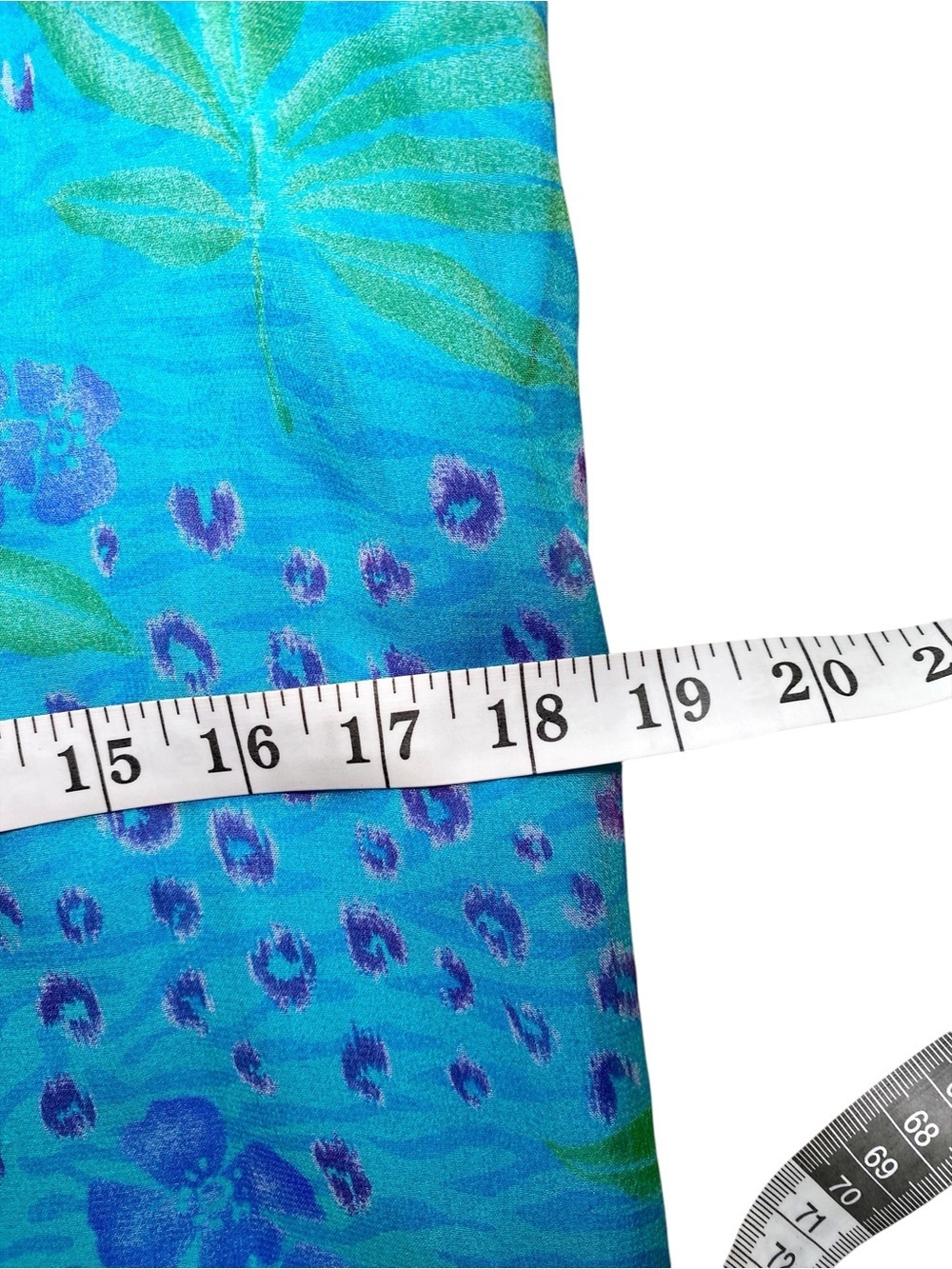 Robbie Bee Vintage 100% Silk Floral Shift Dress Bright Blue -Y2K Retro - Picture 10 of 14